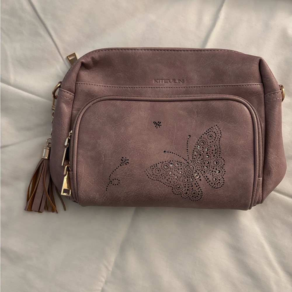 Purple Butterfly Cross Body Purse